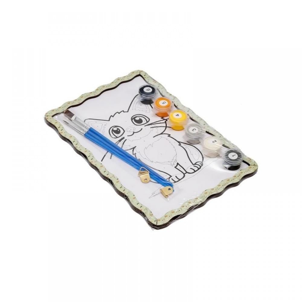 Дитячий набір для розпису по дереву "Котик-мрійник" Puz-22977 формат А5