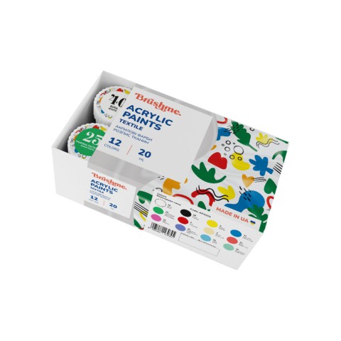 Акрилова фарба текстильна Набір 4201 Brushme AP4201, 12 кольорів