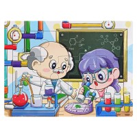 Дитячий дерев'яний пазл-вкладиш "Урок хімії" MD 1343-6, 12 елементів
