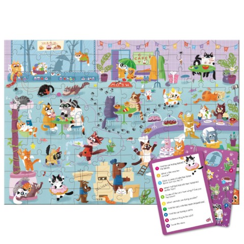 Дитячий пазл Шукай та знаходь "Котяче кафе" DoDo Toys 300667, 100 елементів
