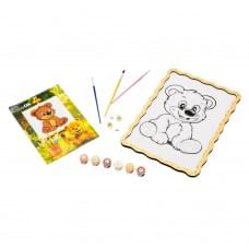 Картина по номерах "Ведмедик" Puz-22942 формат А4 пензлик, фарби, кріплення для стіни