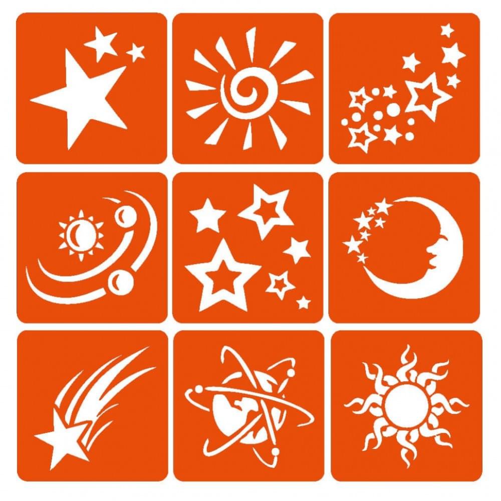 Набір хни з трафаретами для біо-тату №11 henna-set-11, 9 трафаретів