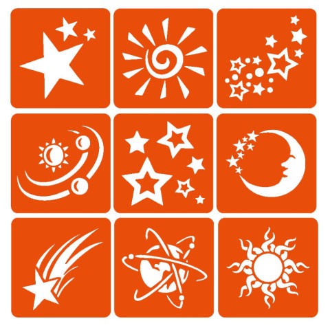 Набір хни з трафаретами для біо-тату №11 henna-set-11, 9 трафаретів