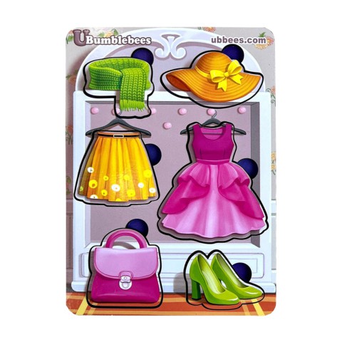 Дерев'яний пазл-вкладиш "Одяг-2" Ubumblebees (ПСФ119) PSF119 фон із підказкою