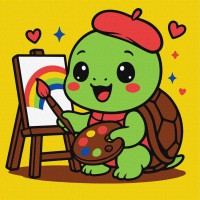 Картина за номерами "Черепашка художник" ©art_selena_ua KHO1296, 25х25 см