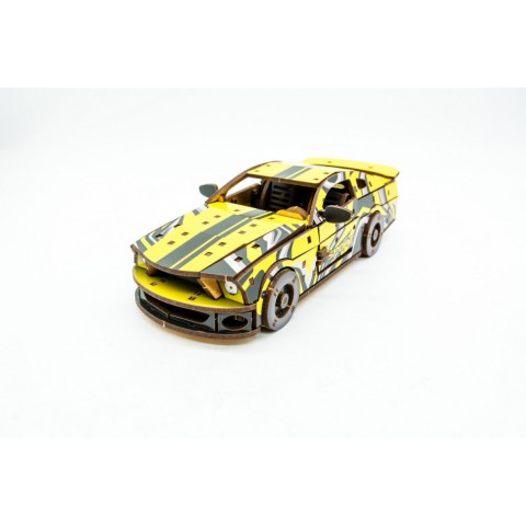Дерев'яний 3D конструктор "Muscle car GT" Puz-00638, 162 деталі, жовтий