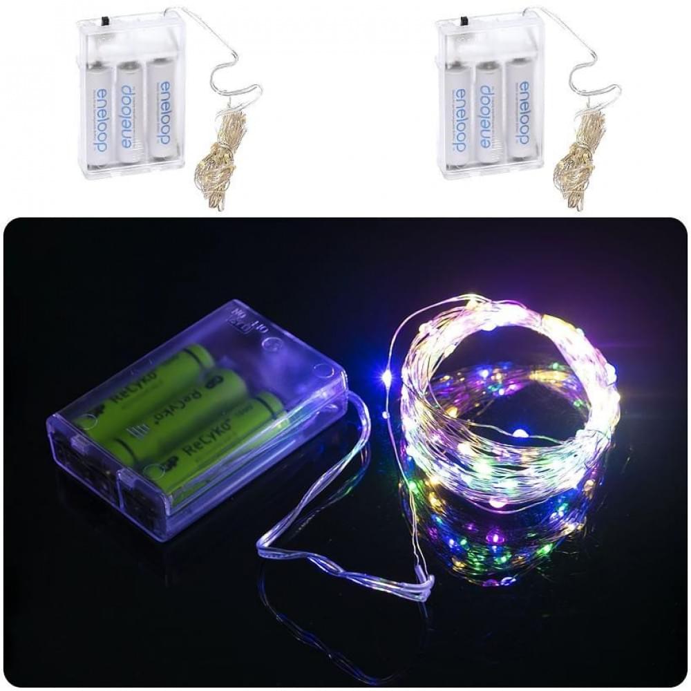 Гірлянда "Ниточка" RJ-04 на 3-х батарейках 100 лампочок 10 метрів, мультиколір