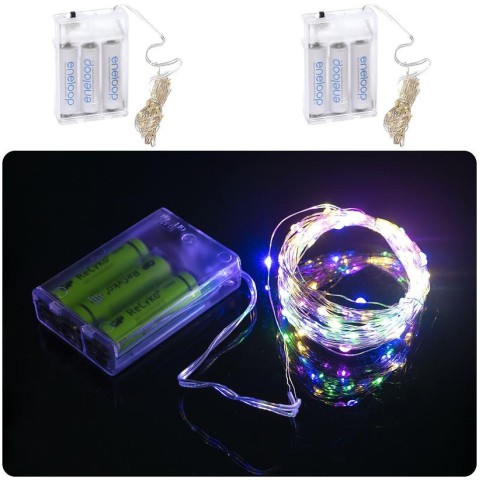 Гірлянда "Ниточка" RJ-04 на 3-х батарейках 100 лампочок 10 метрів, мультиколір