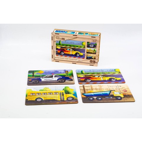 Дерев’яний дитячий пазл 4в1 "Транспорт" Puz-14785, 80 елементів