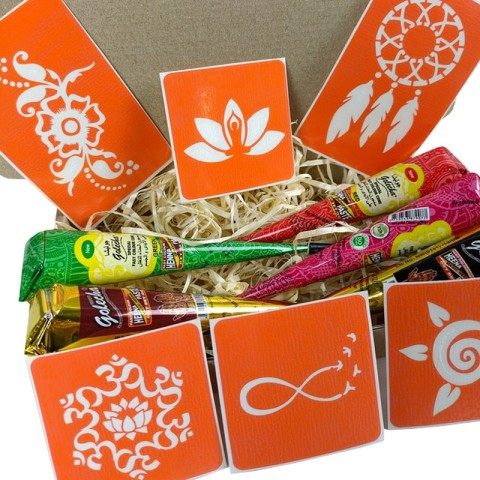 Набір кольорової хни з трафаретами для біо-тату №2 color-henna-set-02