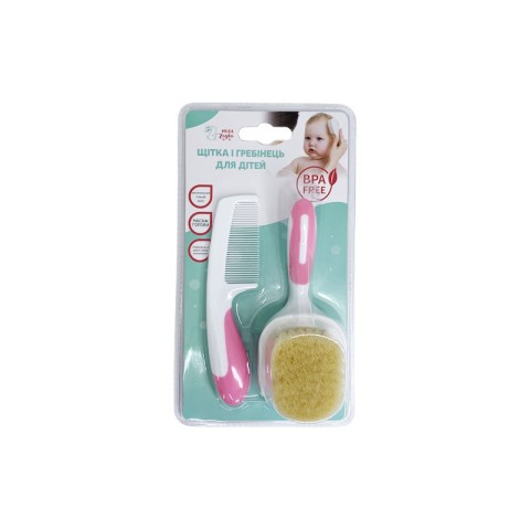 Набір гребінець і щітка з натурального ворсу MGZ-0725(Pink)