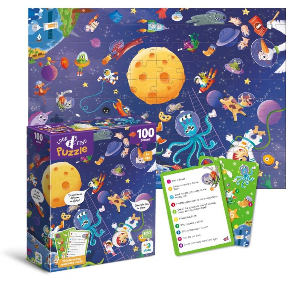 Дитячий пазл Шукай та знаходь "Шалений космос" DoDo Toys 300668, 100 елементів