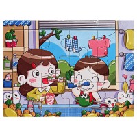 Дитячий дерев'яний пазл-вкладиш "Ранкові процедури" MD 1343-13, 12 елементів