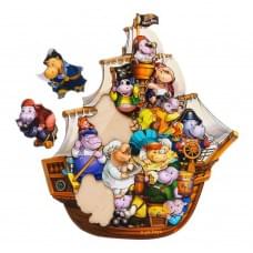 Дерев'яний пазл-вкладиш "Бегемотики-пірати" Ubumblebees (ПСД083) PSD083, 13 бегемотиків