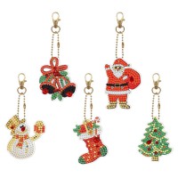 Набір брелків алмазна викладка "Новорічні" BR25, 5 шт, з інструментами