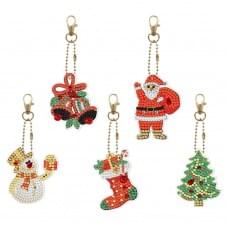 Набір брелків алмазна викладка "Новорічні" BR25, 5 шт, з інструментами