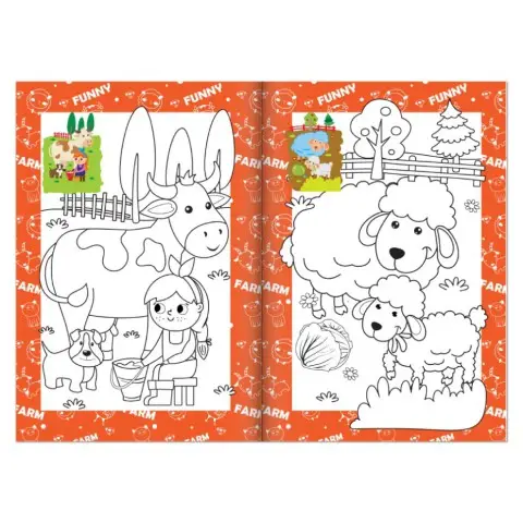 Книжка розмальовка "На фермі" РМ-48-45 с цветными подсказками