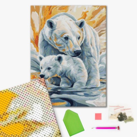 Алмазна мозаїка "Два білих медведя" DBS1263, 40х50 см