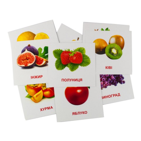 Розвиваючі картки "Фрукти" (110х110 мм) 66424 укр. /англ. мовою