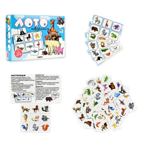 Дитяче лото "Тварини" 30579, 54 фішки, 9 планшеток