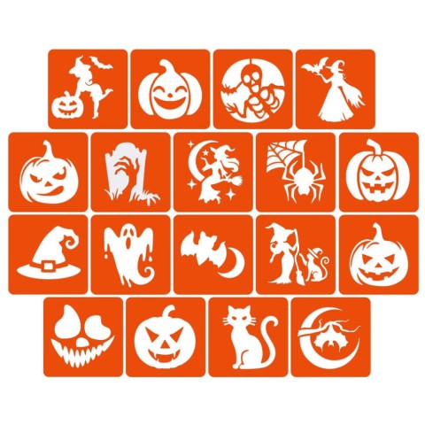 Набір для біо-тату "Хелловін - гліттер" set-halloween-glitter 18 трафаретів