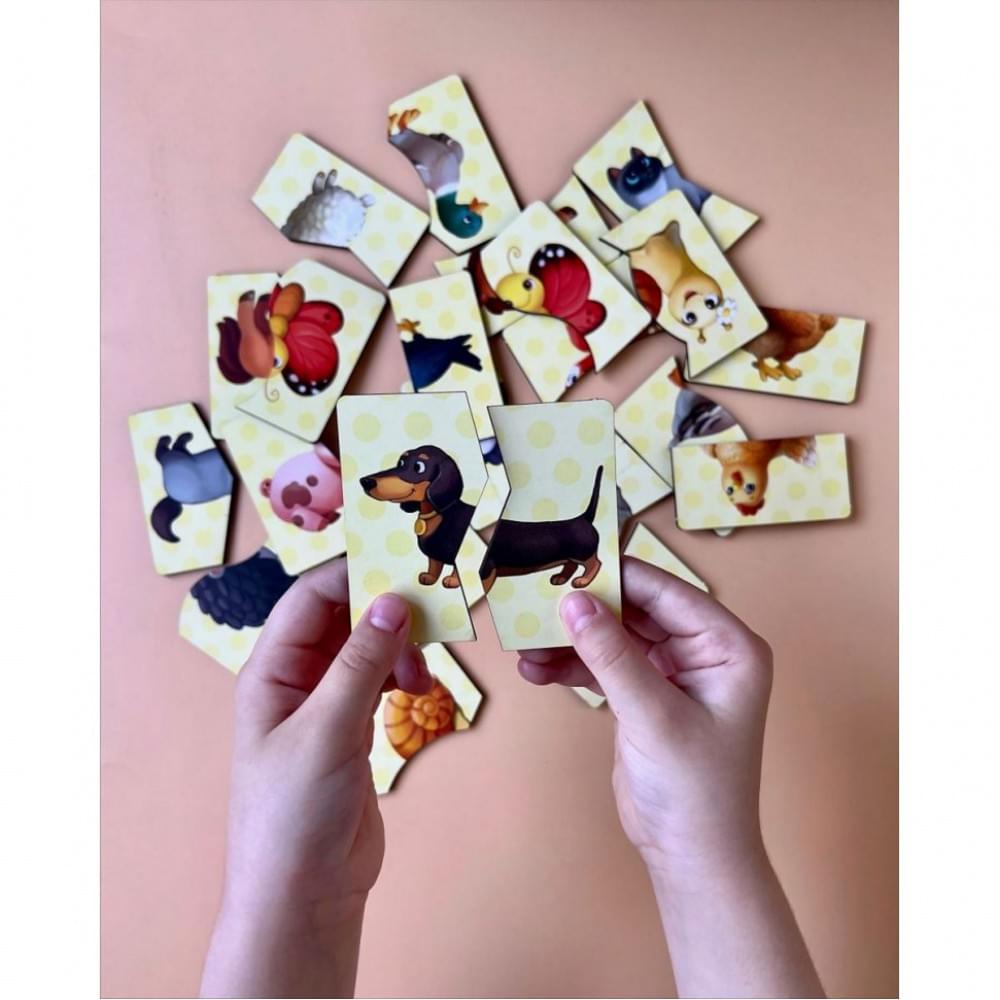 Настільна розвиваюча гра-пазл "Тварини" Ubumblebees (ПСФ071) PSF071, 12 картинок-половинок