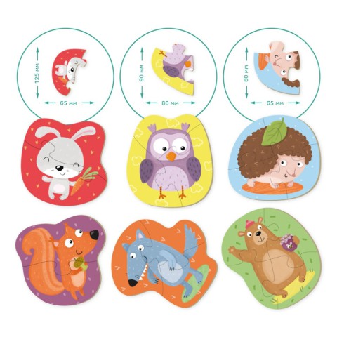 Дитячий пазл Лісові тварини DoDo 300195, 2-3-4 елементів