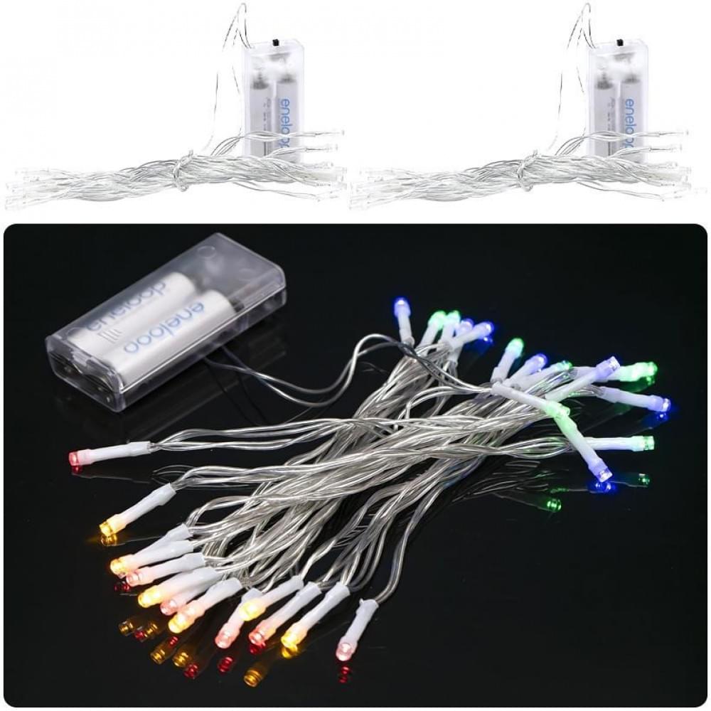 Гірлянда "Ниточка" RJ-06 на 2-х батарейках 30 лампочок 4 метри, мультиколір