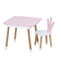 Столик зі стільцем "Корона" 06-025R-BOX з ящиком, рожево-білий