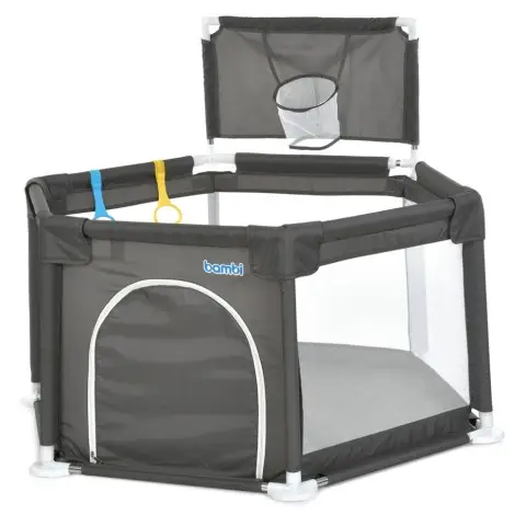 Дитячий манеж MR 1340-G, сірий, з баскетбольним кільцем