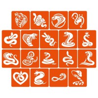 Набір трафаретів для біо-тату "Змії" snakes_5x5_18_1, 5х5 см 18 простих трафаретів