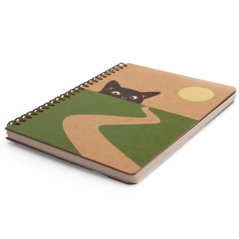 Блокнот "Кіт та дорога" еко крафт-картон 11120-T-KR формат А5 на пружині