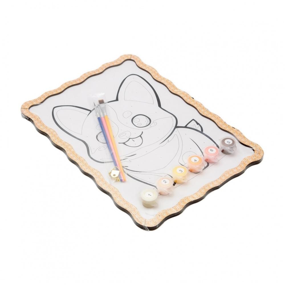 Картина по номерах "Коргі" Puz-22941 формат А4 пензлик, фарби, кріплення для стіни