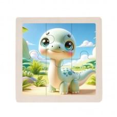 Дитячий дерев'яний пазл-вкладиш "Брахіозавр" MD 1509-29, 6 елементів 9,8 х 9,8 х 0,4 см
