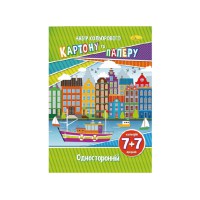 Набір кольорового паперу та картону А-4 НКП-А4-7, 7+7 листів Місто
