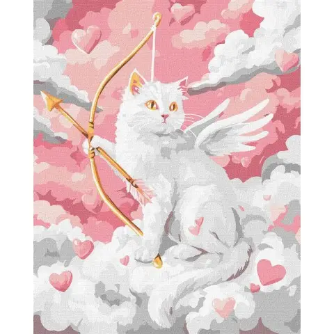 Картина за номерами "Котячий Купідон" ©art_selena_ua KHO5207, 40х50 см