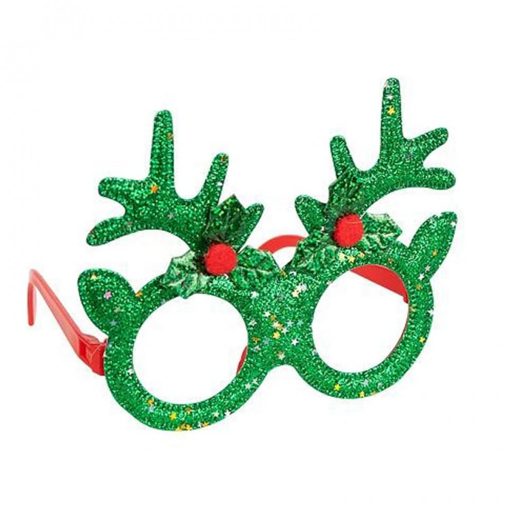 Окуляри новорічні "Оленячі ріжкит" 2519-SP(Green) розмір 13 см