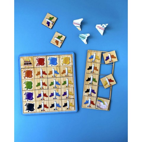 Дерев'яний пазл-сортер "Літаки" Ubumblebees (ПСФ105) PSF105 вивчення кольорів