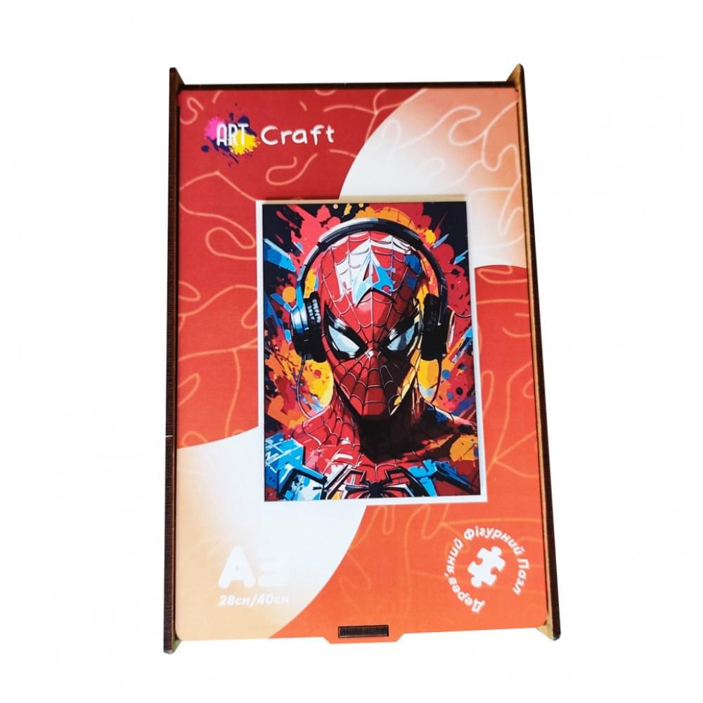 Фігурний пазл з дерева "Людина-павук" PZ003-A3W-AC 180-250 деталей, А3 з мішечком і стрічкою