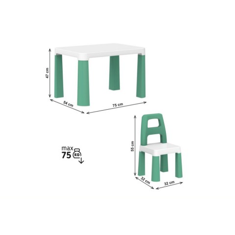 Дитячий стіл із двома стільцями 0440TXK біло-зелений