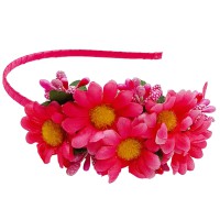 Обруч для волосся "Букет ромашок" 0206-327-1 рожевий