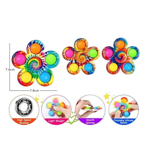 Дитяча іграшка-антистрес "Спінер" 2021-100A 3 види, бульбашки поп-іт, 7,8х7,6 см