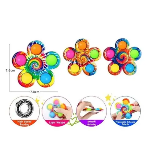 Дитяча іграшка-антистрес "Спінер" 2021-100A 3 види, бульбашки поп-іт, 7,8х7,6 см