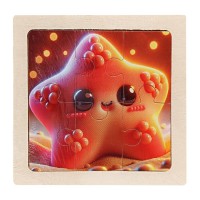 Дитячий дерев'яний пазл-вкладиш "Морська зірка" MD 1509-9, 6 елементів 9,8 х 9,8 х 0,4 см