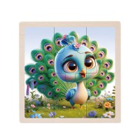 Дитячий дерев'яний пазл-вкладиш "Павлін" MD 1509-18, 6 елементів 9,8 х 9,8 х 0,4 см