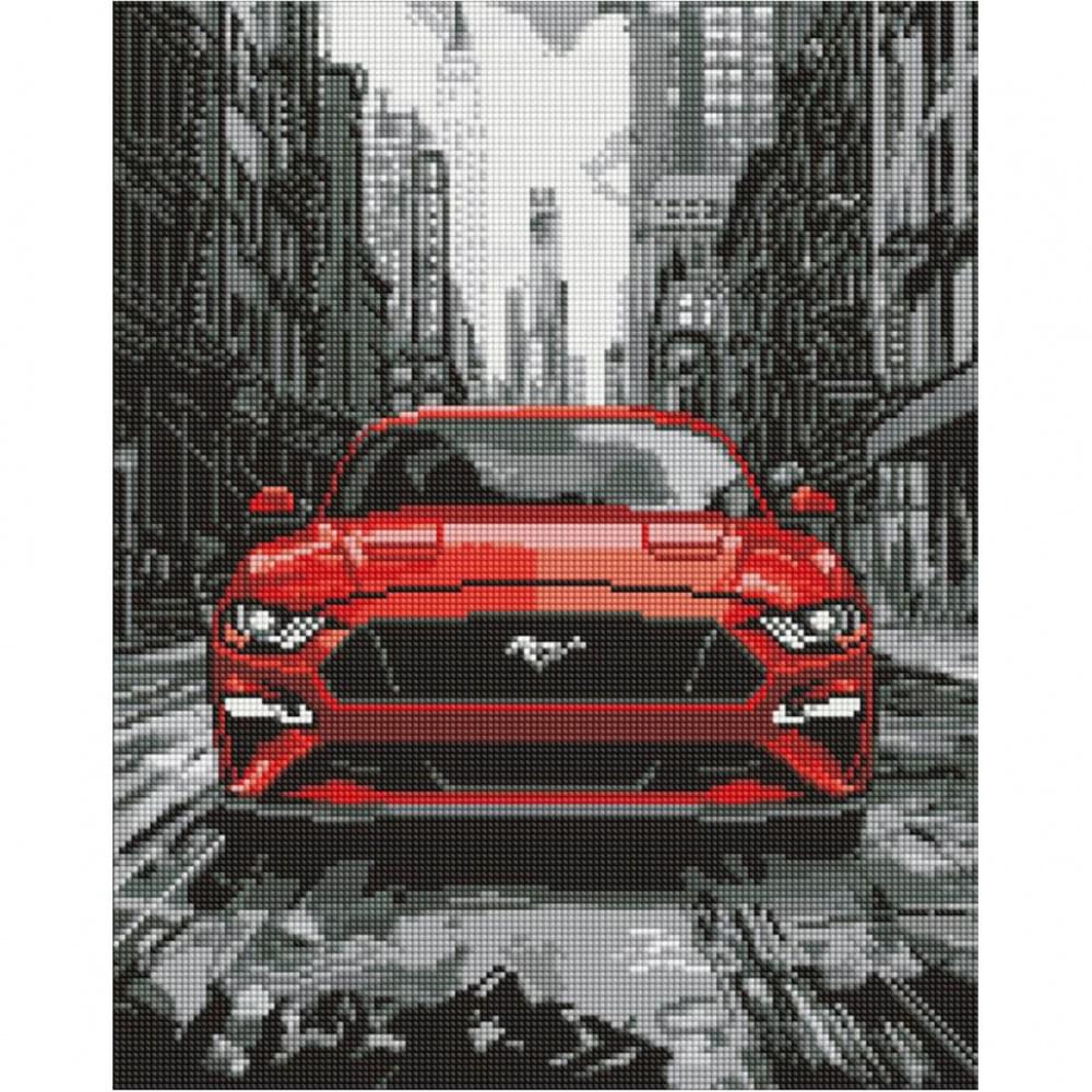 Алмазна мозаїка "Червоний мустанг" Ідейка AMO8238, 40х50 см