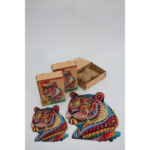 Фігурний дерев'яний пазл A3 "Загадковий тигр" PuzA3-03110, 129 деталей