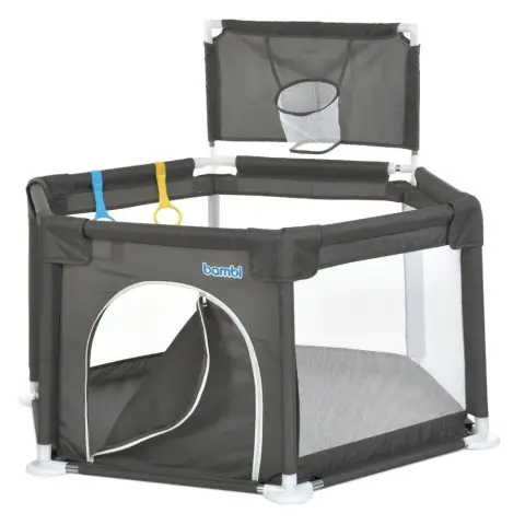 Дитячий манеж MR 1340-G, сірий, з баскетбольним кільцем