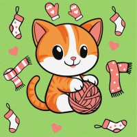 Картина за номерами "Котик і клубочок (картина №1)" ©art_selena_ua KHO1233, 25х25 см