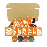 Набір для біо-тату "Хелловін - гліттер" set-halloween-glitter 18 трафаретів